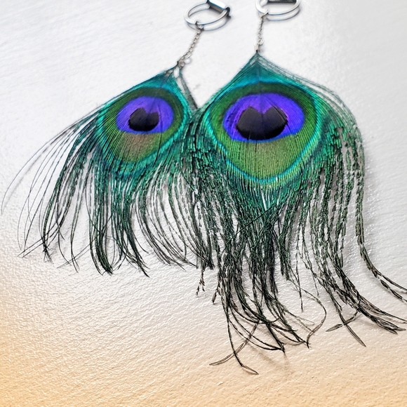 Beautiful peacock 10 gauge earrings - Picture 1 of 4